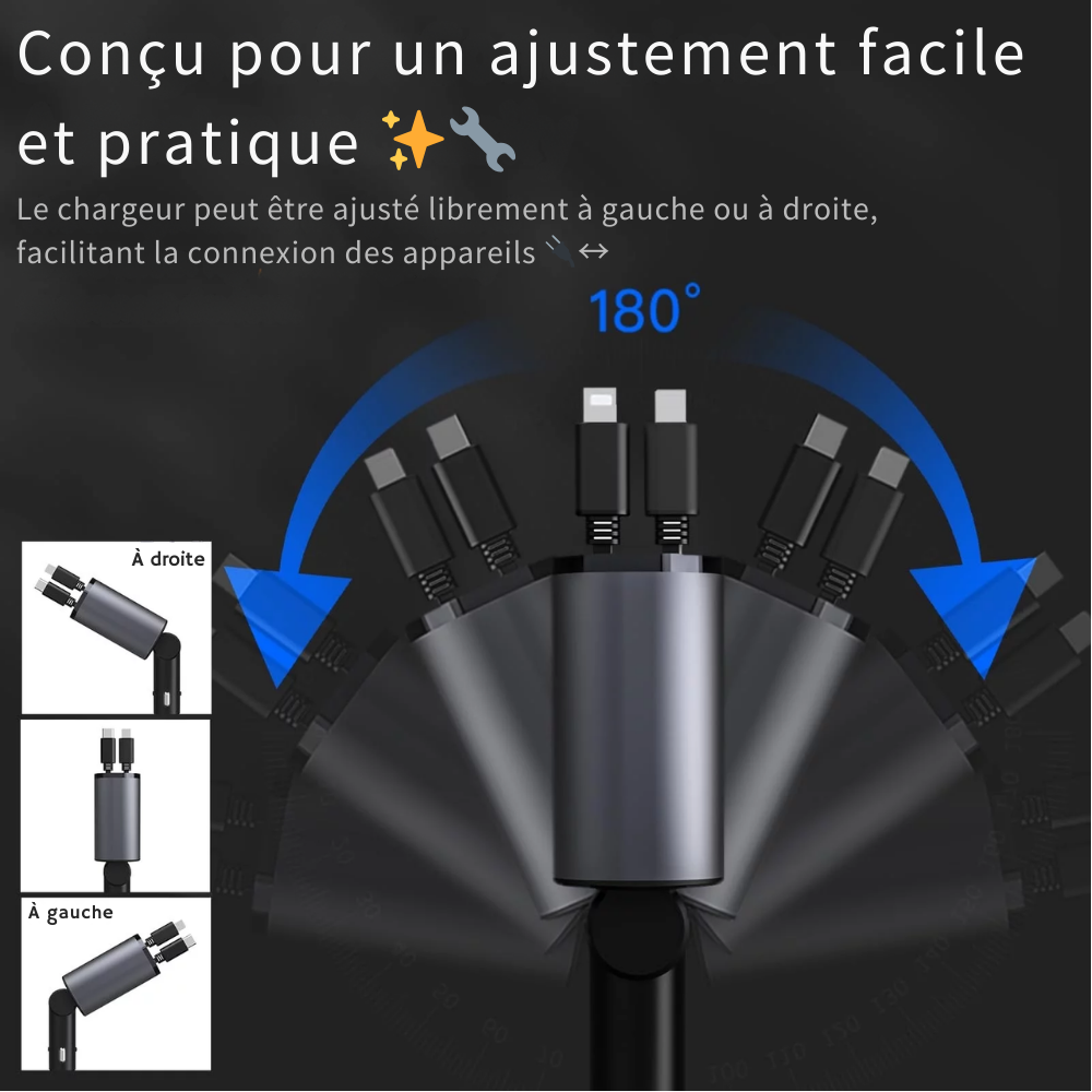 Chargeur Rétractable 4-en-1