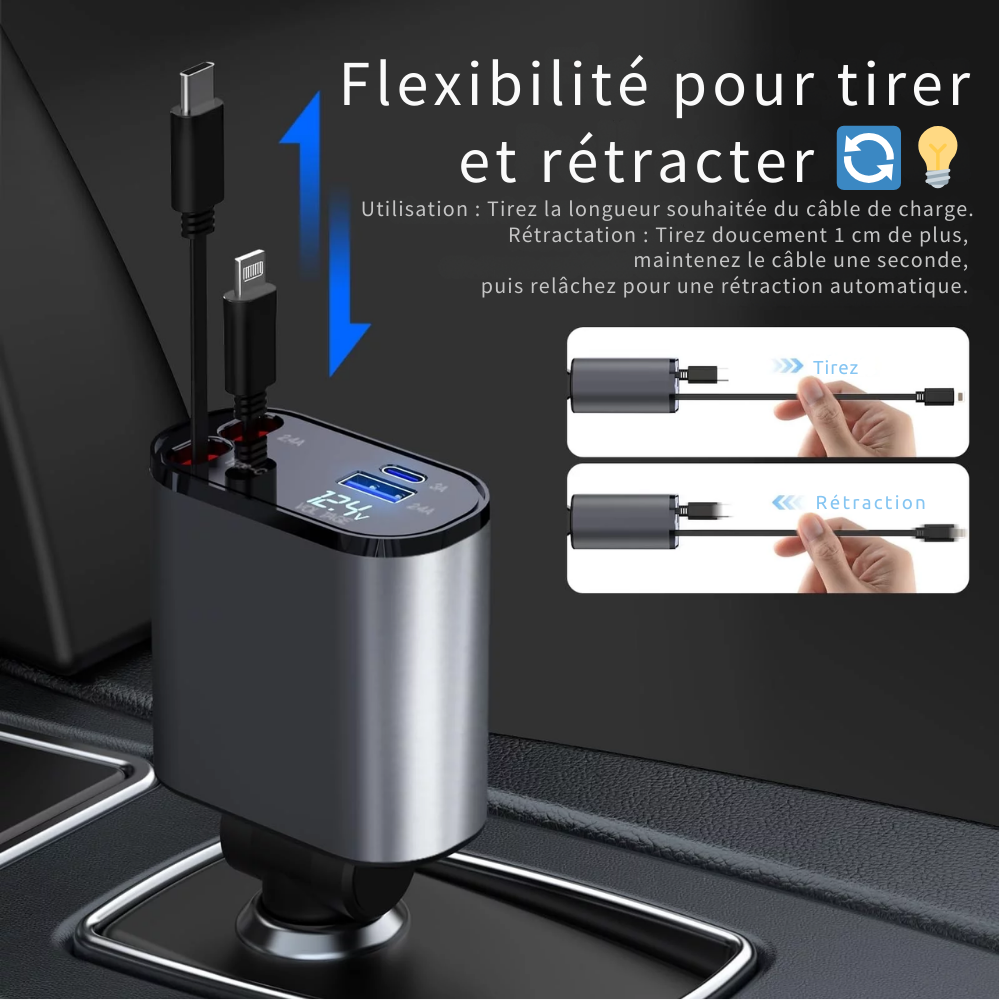 Chargeur Rétractable 4-en-1