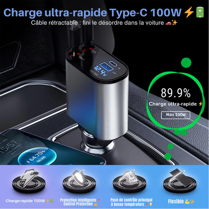 Chargeur Rétractable 4-en-1